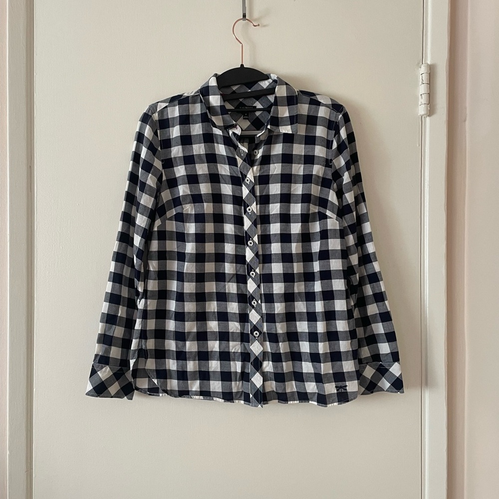 Talbots Checkered Button Down Top Size P
